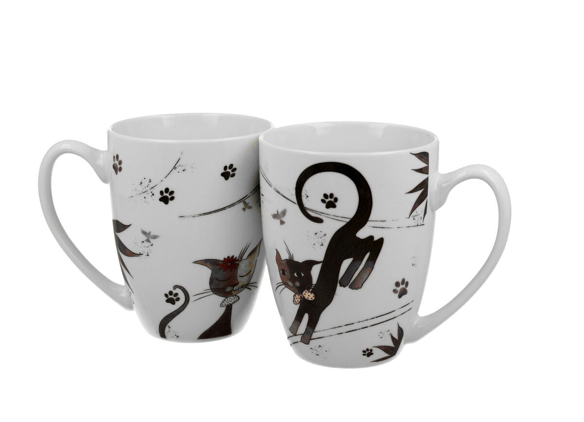 DUO ANIMALS 2er-Set Becher 380 ml CHARMING CATS New Bone China Porzellan – Bild 2