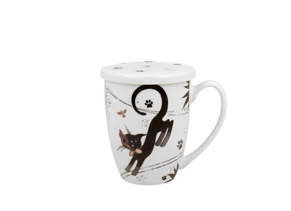 DUO ANIMALS Becher 380 ml CHARMING CATS mit Teesieb, New Bone China Porzellan – Bild 2