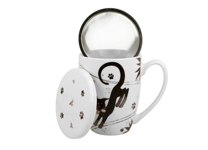 DUO ANIMALS Becher 380 ml CHARMING CATS mit Teesieb, New Bone China Porzellan – Bild 3