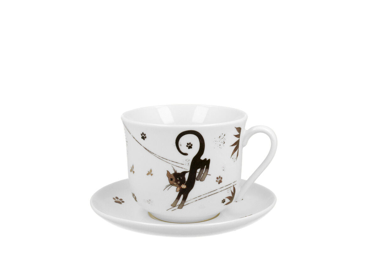 DUO ANIMALS Jumbobecher 470 ml CHARMING CATS mit Untertasse, New Bone China Porzellan – Bild 2