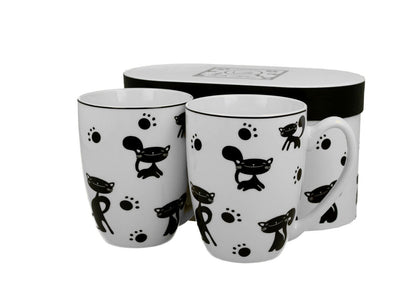 DUO ANIMALS 2er-Set Becher 380 ml BLACK CATS New Bone China Porzellan