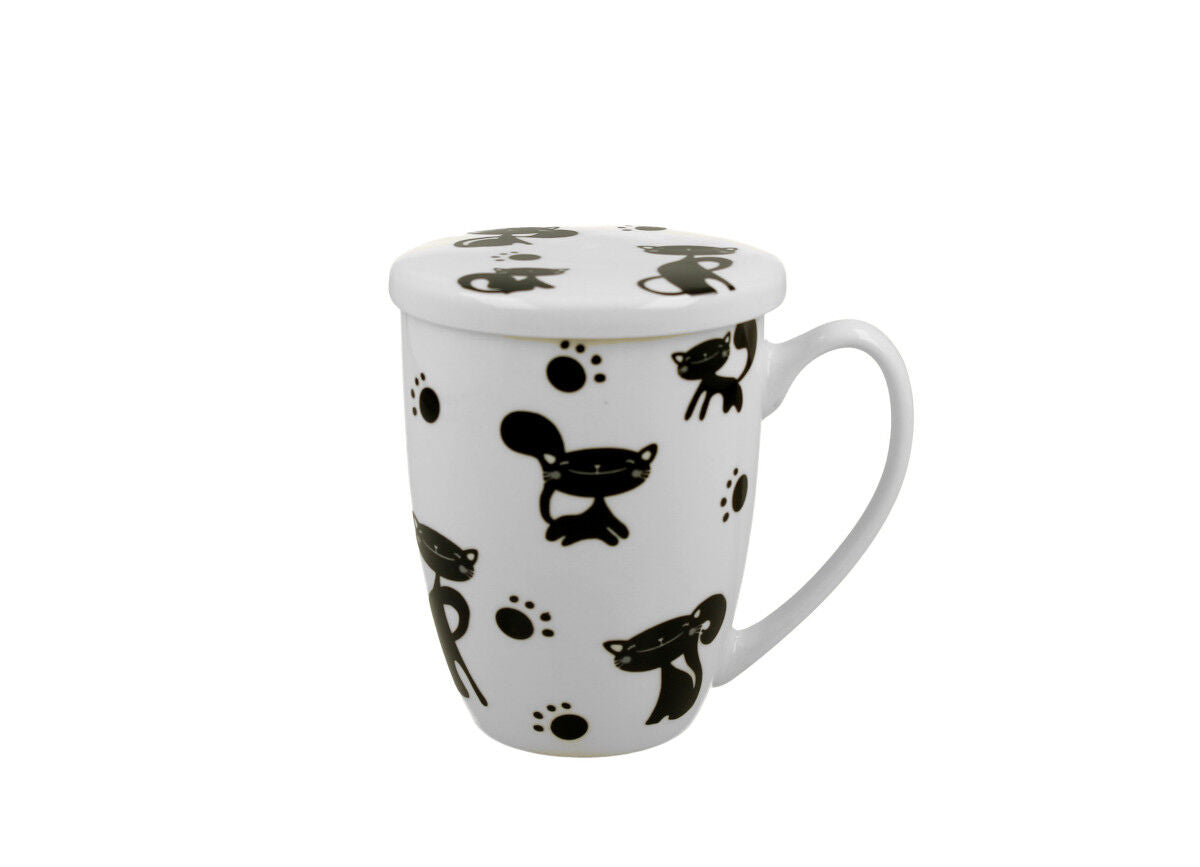DUO ANIMALS 33205 Becher 380 ml mit Teesieb BLACK CATS mit Teesieb, New Bone China Porzellan – Bild 2