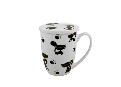 DUO ANIMALS 33205 Becher 380 ml mit Teesieb BLACK CATS mit Teesieb, New Bone China Porzellan – Bild 2