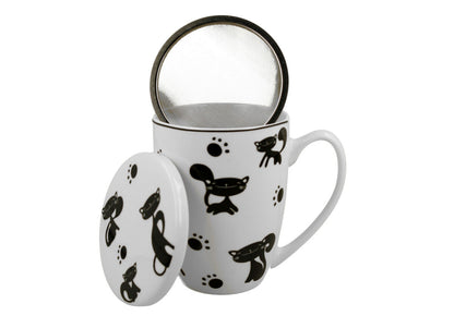 DUO ANIMALS 33205 Becher 380 ml mit Teesieb BLACK CATS mit Teesieb, New Bone China Porzellan – Bild 3