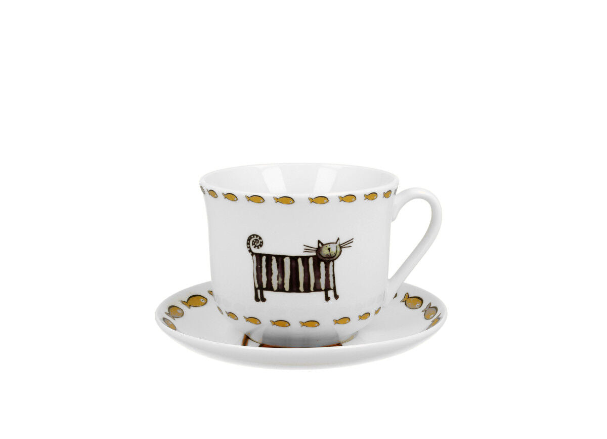 DUO ANIMALS Jumbobecher 470 ml CLASSIC CATS mit Untertasse, New Bone China Porzellan – Bild 2