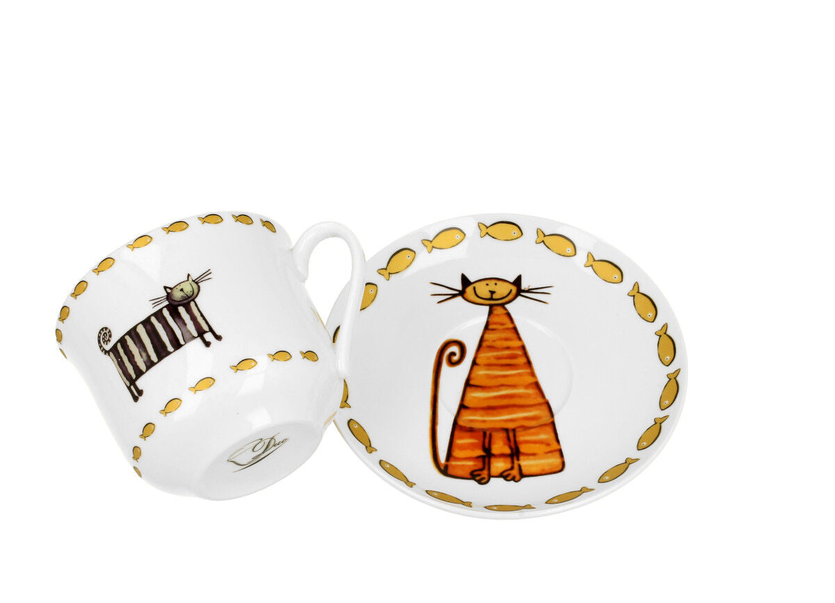 DUO ANIMALS Jumbobecher 470 ml CLASSIC CATS mit Untertasse, New Bone China Porzellan – Bild 3