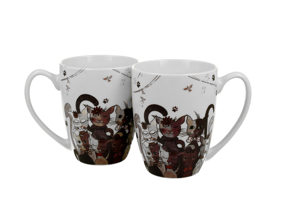 DUO ANIMALS 2er-Set Becher 380 ml CATS FAMILY New Bone China Porzellan – Bild 2