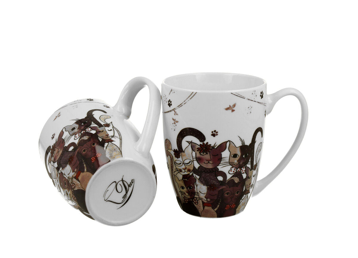 DUO ANIMALS 2er-Set Becher 380 ml CATS FAMILY New Bone China Porzellan – Bild 3