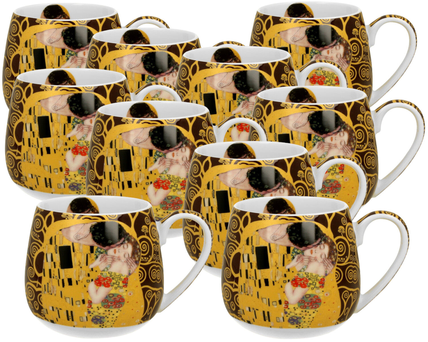 10er SET DUO ART GALLERY Fassbecher 430 ml THE KISS BROWN New Bone China Porzellan