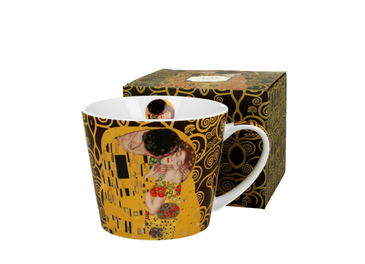 DUO ART GALLERY Becher 610 ml THE KISS BROWN New Bone China Porzellan
