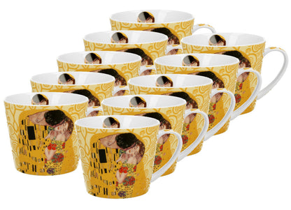 10er SET DUO ART GALLERY Becher 610 ml THE KISS ECRU New Bone China Porzellan