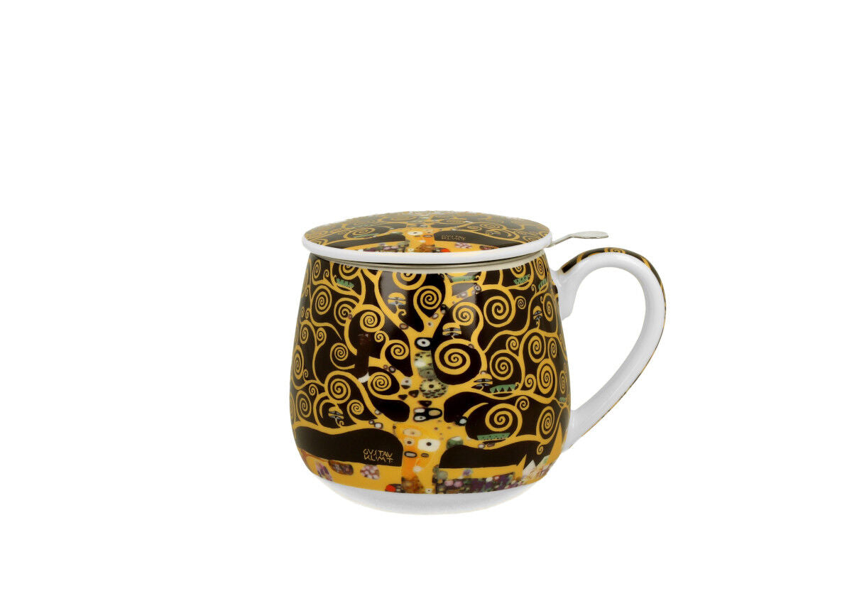 DUO ART GALLERY Fassbecher 430 ml TREE OF LIFE mit Teesieb, New Bone China Porzellan – Bild 2