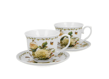 DUO FLORAL 2er-Set Tassen 250 ml EDITH mit Untertassen, New Bone China Porzellan – Bild 2