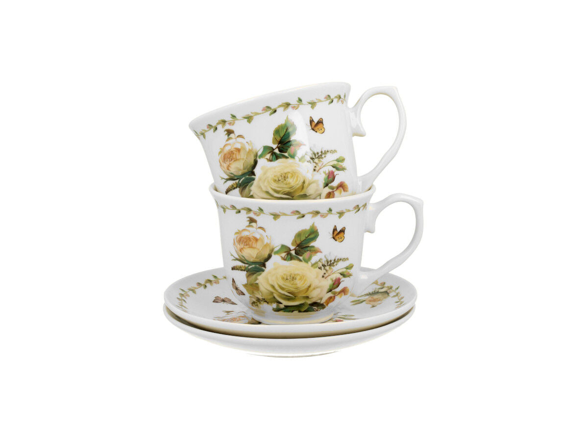 DUO FLORAL 2er-Set Tassen 250 ml EDITH mit Untertassen, New Bone China Porzellan – Bild 3