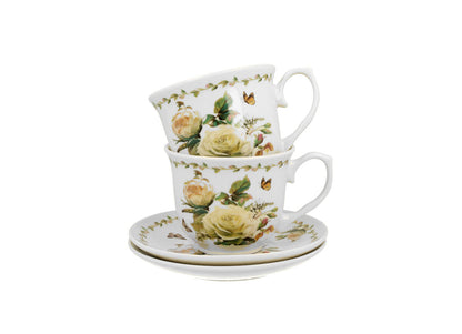DUO FLORAL 2er-Set Tassen 250 ml EDITH mit Untertassen, New Bone China Porzellan – Bild 3