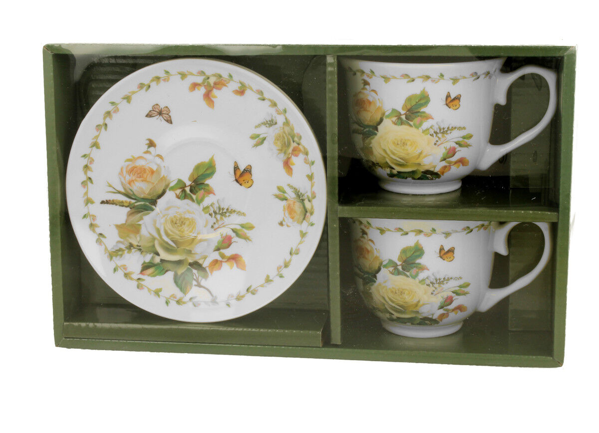 DUO FLORAL 2er-Set Tassen 250 ml EDITH mit Untertassen, New Bone China Porzellan – Bild 4