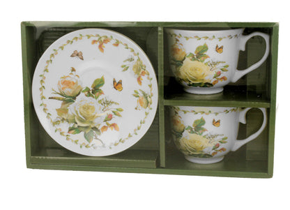 DUO FLORAL 2er-Set Tassen 250 ml EDITH mit Untertassen, New Bone China Porzellan – Bild 4