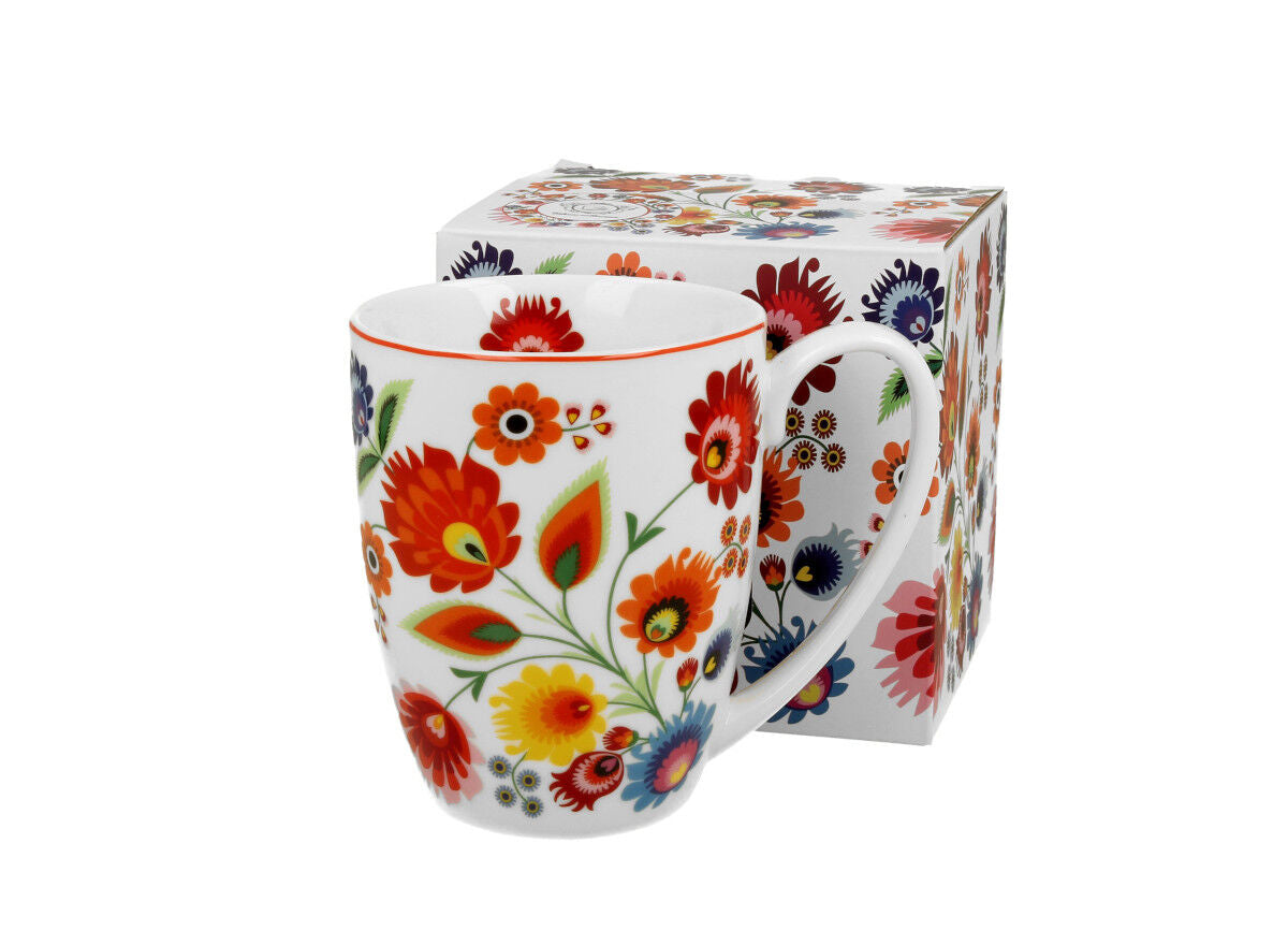 DUO ETNO Klassischer Becher 350 ml ŁOWICZ New Bone China Porzellan