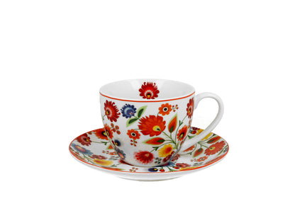 DUO ETNO 33991 Tasse 250 ml mit Untertasse ŁOWICZ mit Untertasse, New Bone China Porzellan – Bild 2