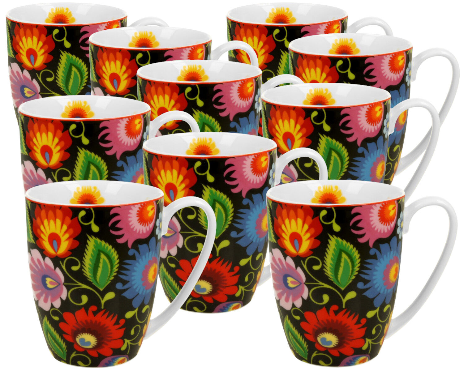 10er SET DUO ETNO Klassischer Becher 350 ml ETNIC New Bone China Porzellan