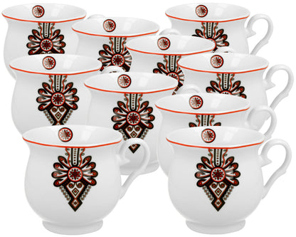 10er SET DUO ETNO Becher 500 ml RURAL ORNAMENT New Bone China Porzellan