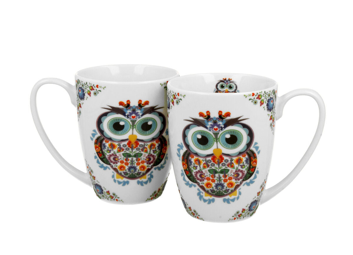 DUO ETNO 2er-Set klassische Becher 350 ml ETNO OWL New Bone China Porzellan – Bild 2