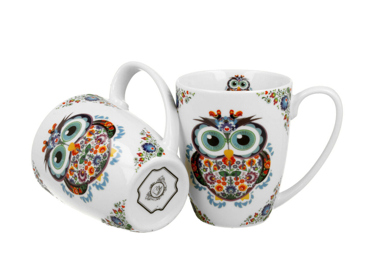 DUO ETNO 2er-Set klassische Becher 350 ml ETNO OWL New Bone China Porzellan – Bild 3