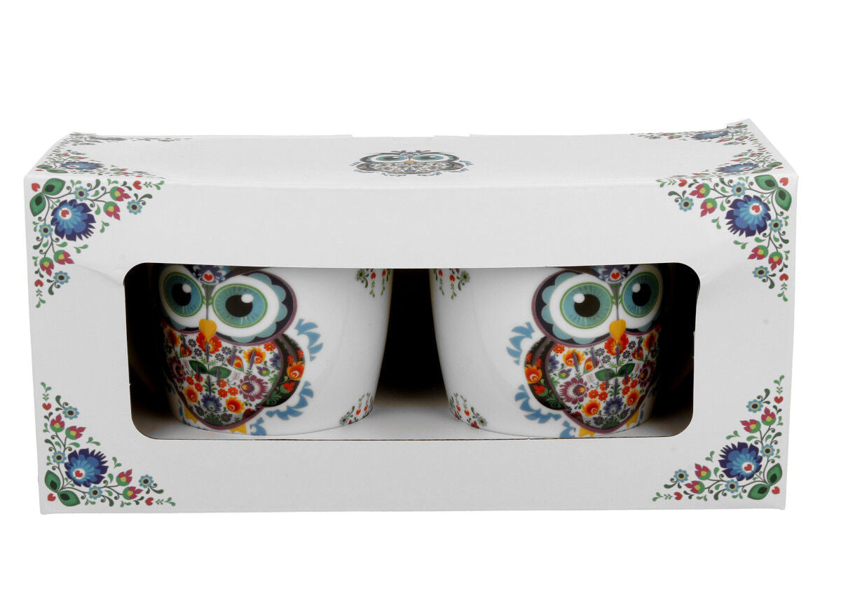 DUO ETNO 2er-Set klassische Becher 350 ml ETNO OWL New Bone China Porzellan – Bild 4