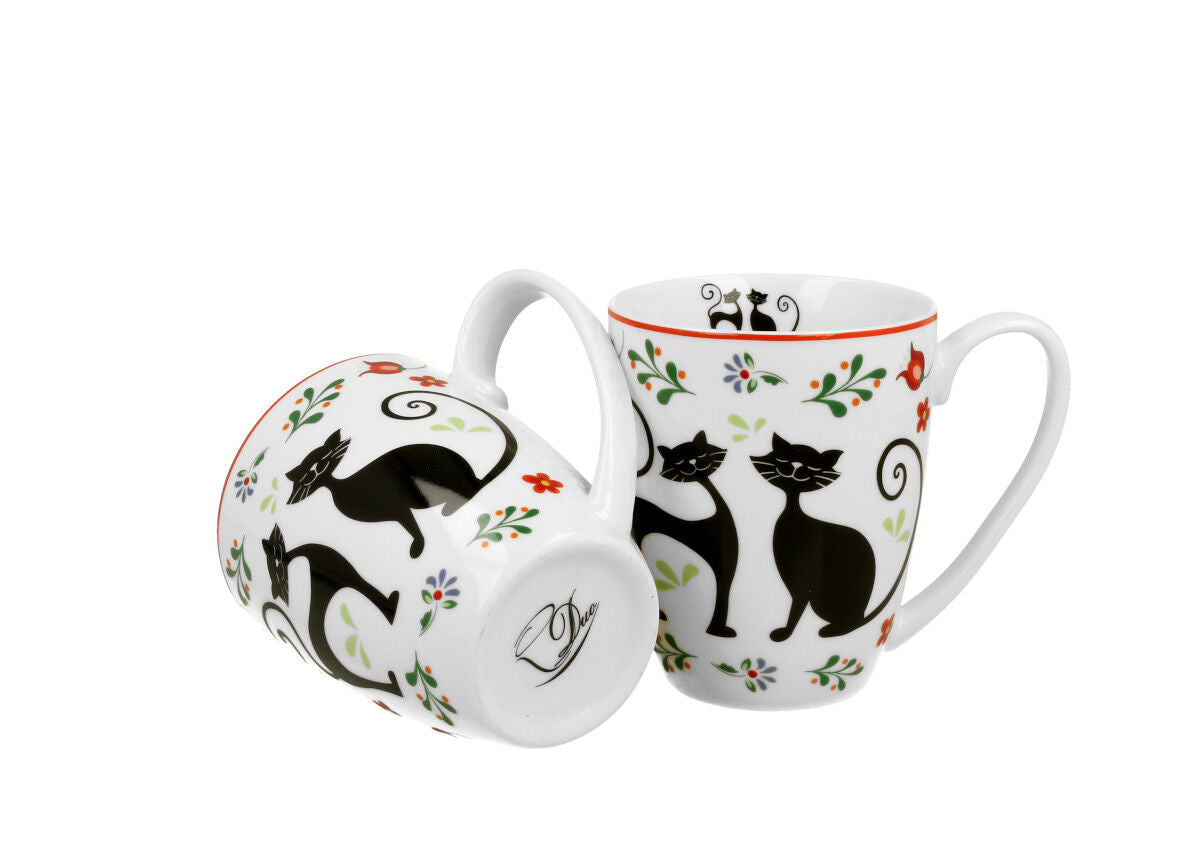 DUO ANIMALS 2er-Set klassische Becher 350 ml ETNO CATS New Bone China Porzellan – Bild 3