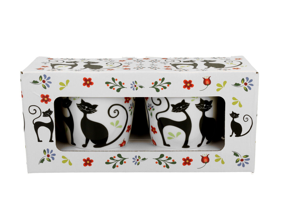 DUO ANIMALS 2er-Set klassische Becher 350 ml ETNO CATS New Bone China Porzellan – Bild 4