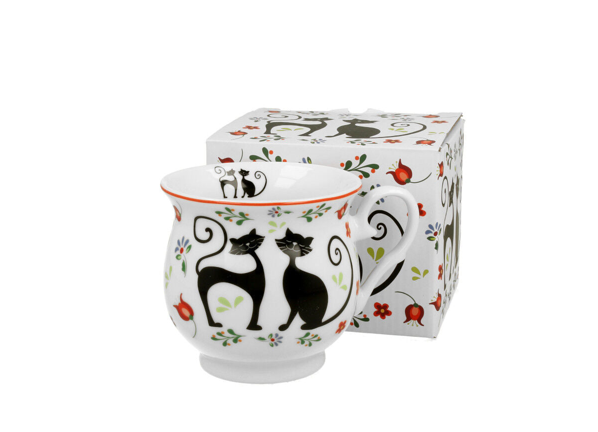 DUO ANIMALS Becher 500 ml ETNO CATS New Bone China Porzellan