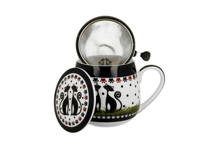 DUO ETNO 34325 Fassbecher 430 ml mit Teesieb INDIGO mit Teesieb, New Bone China Porzellan – Bild 3