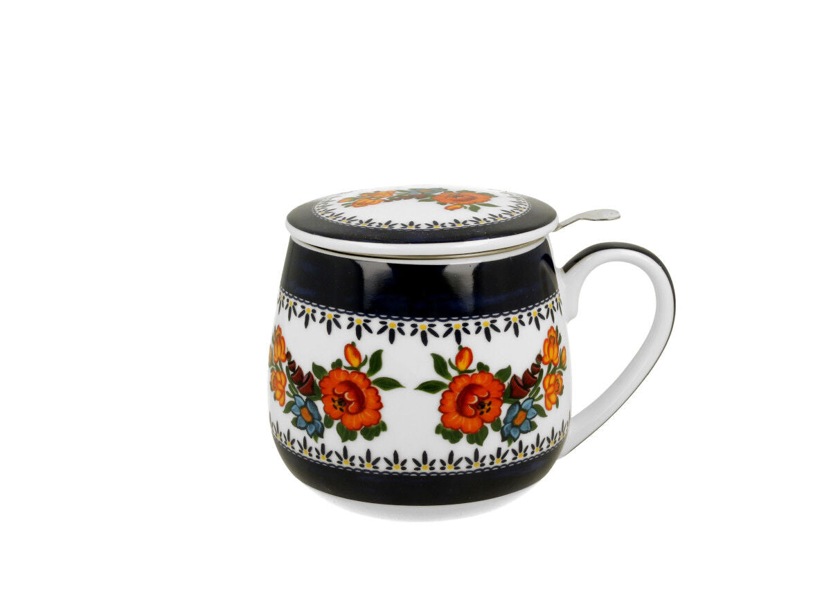 DUO ETNO 34356 Fassbecher 430 ml mit Teesieb INDIGO mit Teesieb, New Bone China Porzellan – Bild 2