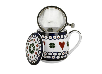 DUO ETNO 34387 Fassbecher 430 ml mit Teesieb INDIGO mit Teesieb, New Bone China Porzellan – Bild 3