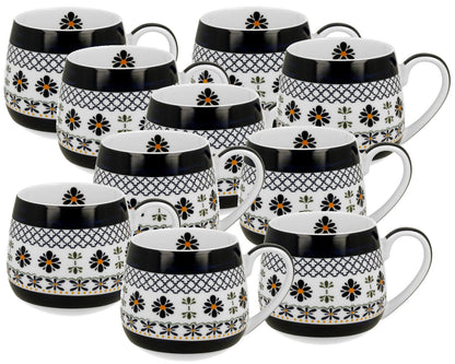 10er SET DUO ETNO 34400 Fassbecher 430 ml INDIGO New Bone China Porzellan