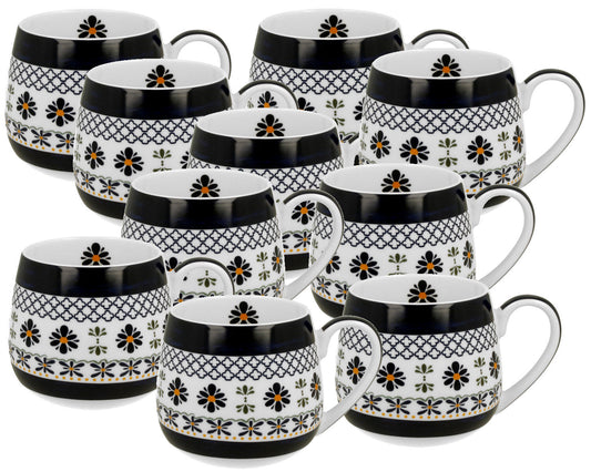 10er SET DUO ETNO 34400 Fassbecher 430 ml INDIGO New Bone China Porzellan
