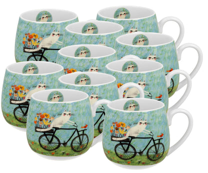 10er SET DUO ANIMALS Fassbecher 430 ml CAT'S WORLD – BICYCLE New Bone China Porzellan