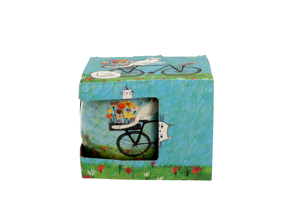 DUO ANIMALS Fassbecher 430 ml CAT'S WORLD – BICYCLE New Bone China Porzellan – Bild 3