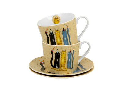 DUO ANIMALS 2er-Set Tassen 230 ml CAT'S WORLD – PARTY mit Untertassen, New Bone China Porzellan – Bild 4