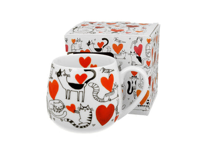 DUO ANIMALS Fassbecher 430 ml CAT'S WORLD – HEARTS New Bone China Porzellan