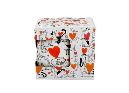 DUO ANIMALS Fassbecher 430 ml CAT'S WORLD – HEARTS New Bone China Porzellan – Bild 3