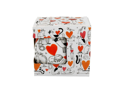 DUO ANIMALS Fassbecher 430 ml CAT’S WORLD – HEARTS mit Teesieb, New Bone China Porzellan – Bild 4