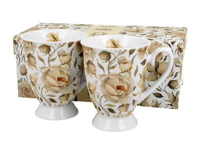 DUO FLORAL 2er-Set königliche Tassen 300 ml ENGLISH ROSES WHITE New Bone China Porzellan – Bild 2