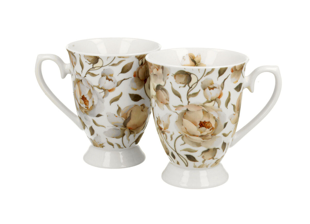 DUO FLORAL 2er-Set königliche Tassen 300 ml ENGLISH ROSES WHITE New Bone China Porzellan – Bild 3