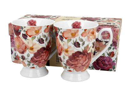DUO FLORAL 2er-Set königliche Tassen 300 ml SPRING ROSES WHITE New Bone China Porzellan – Bild 2