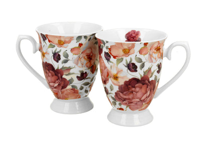 DUO FLORAL 2er-Set königliche Tassen 300 ml SPRING ROSES WHITE New Bone China Porzellan – Bild 3