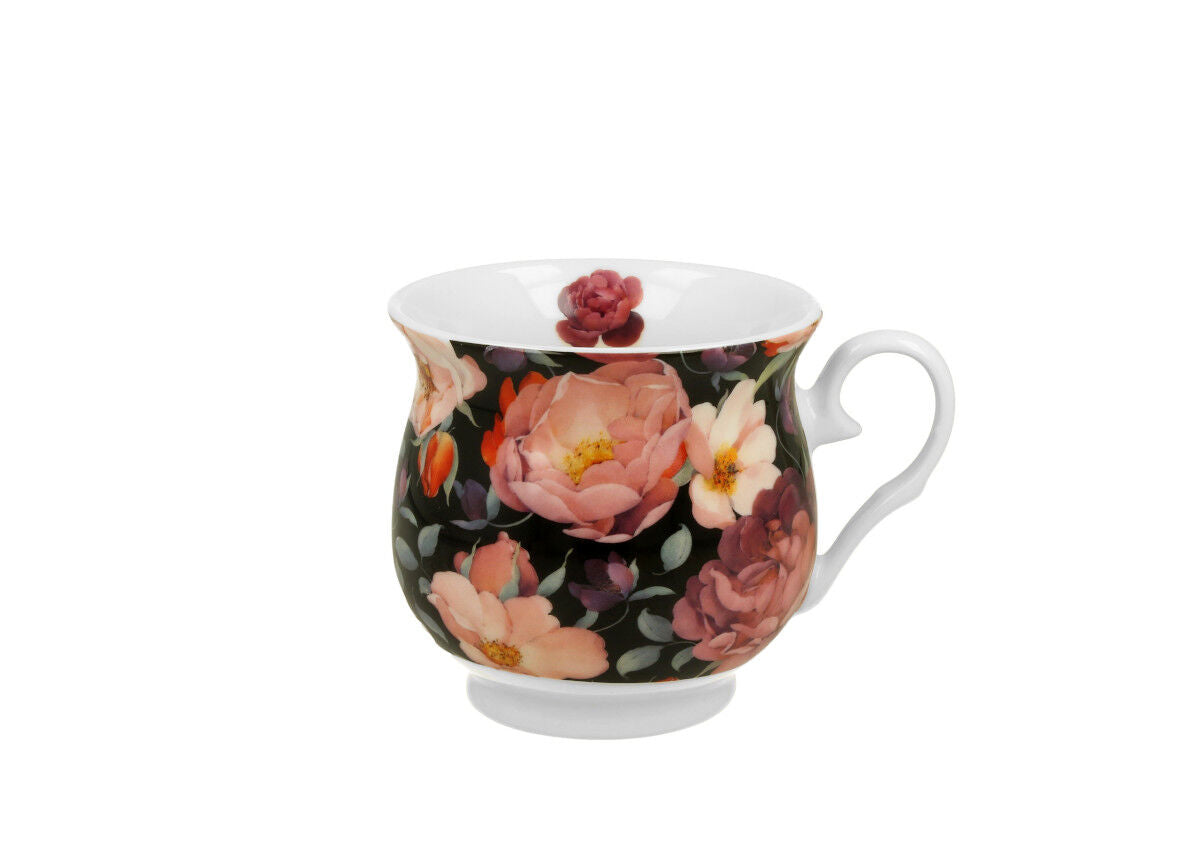 DUO FLORAL Retro Becher 500 ml SPRING ROSES BLACK New Bone China Porzellan – Bild 2
