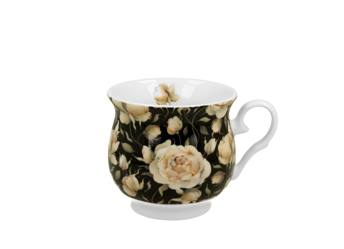 DUO FLORAL Retro Becher 500 ml ENGLISH ROSES BLACK New Bone China Porzellan – Bild 2