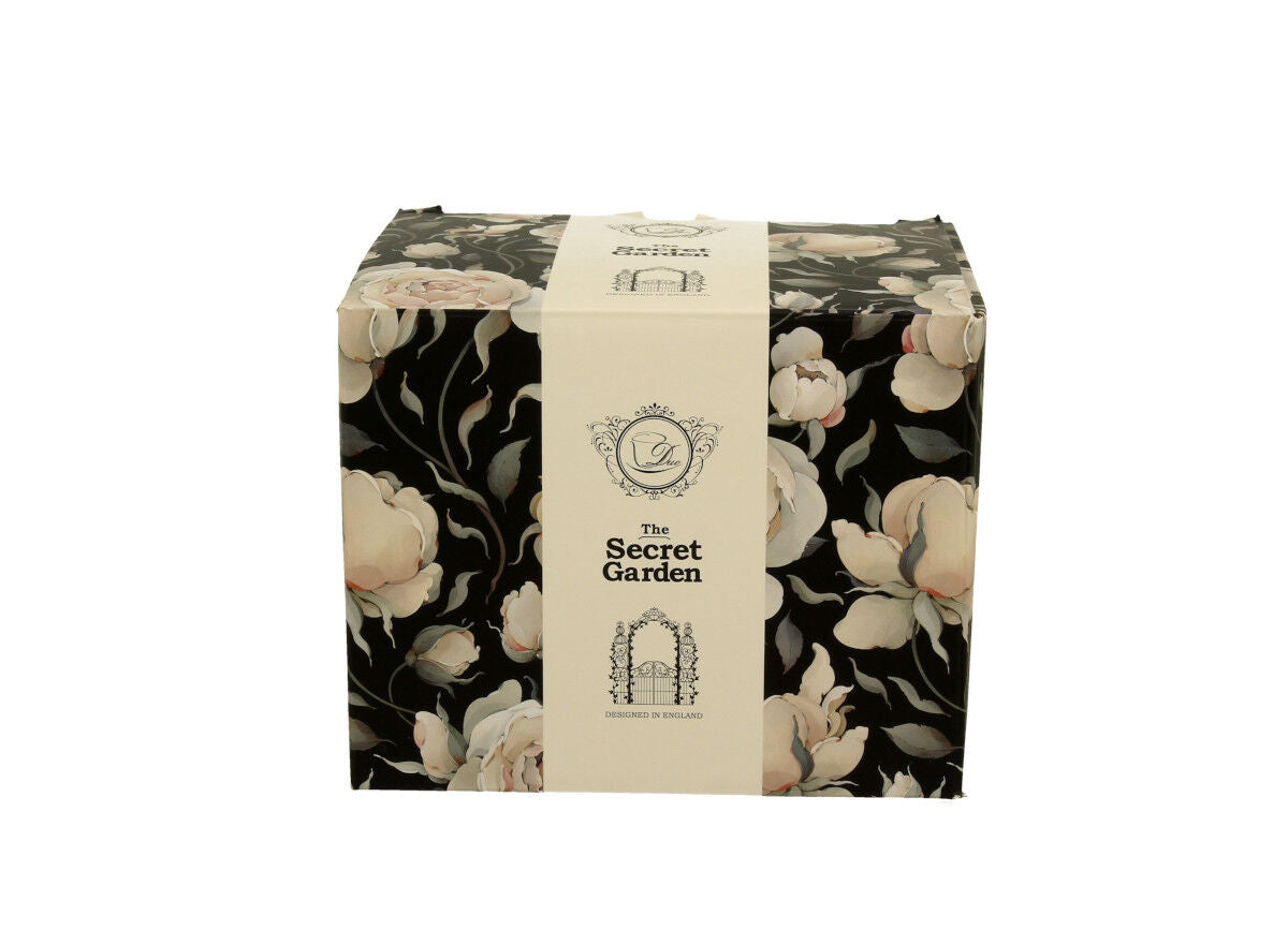 DUO FLORAL Retro Becher 500 ml ENGLISH ROSES BLACK New Bone China Porzellan – Bild 3