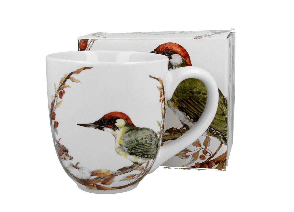 DUO ANIMALS XXL Becher 1000 ml PAINTED WOODPECKER New Bone China Porzellan